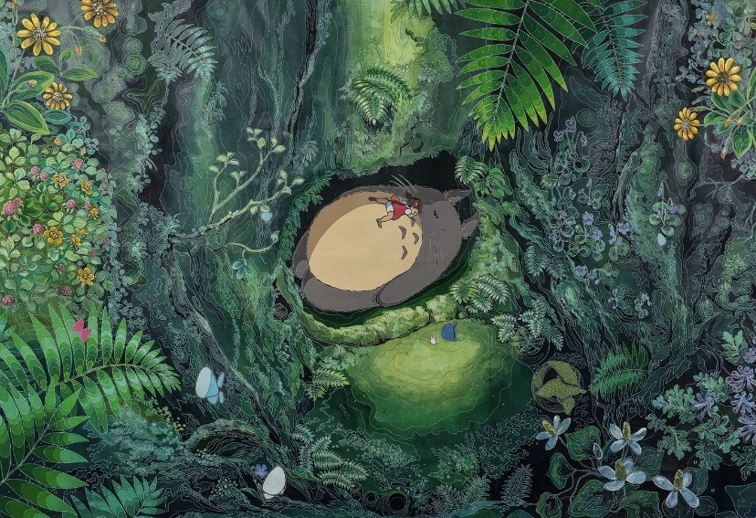 « La Sieste de Mei et Totoro », d’après une image tirée du film Mon voisin Totoro © 1988 Hayao Miyazaki / Studio Ghibli Carton - Delphine Mangeret © 2025 Cité internationale de la tapisserie – © Photo Studio Nicolas Roger